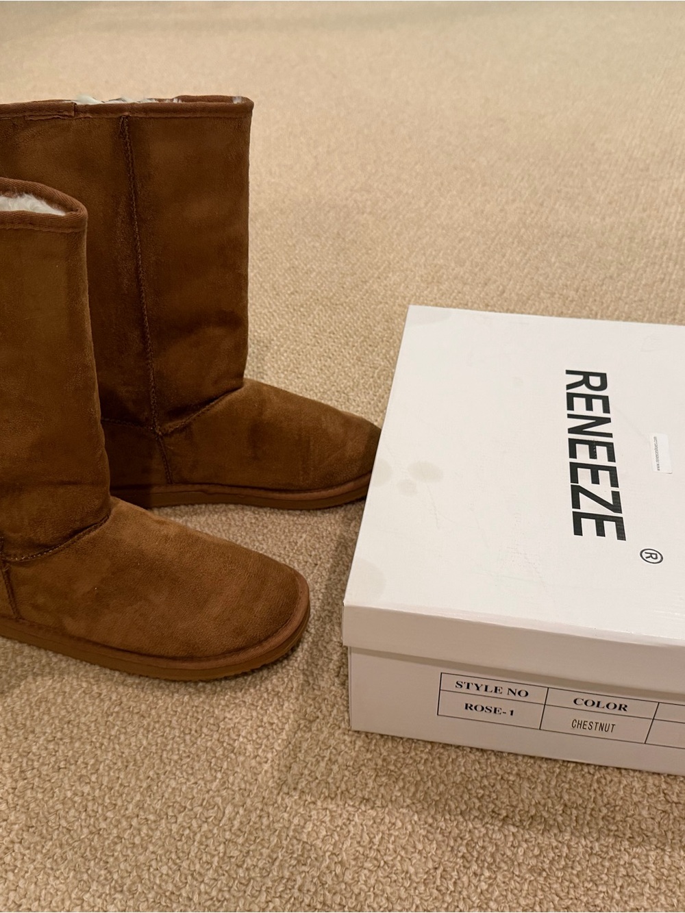 Reneeze Chestnut Suede Boots Size 8